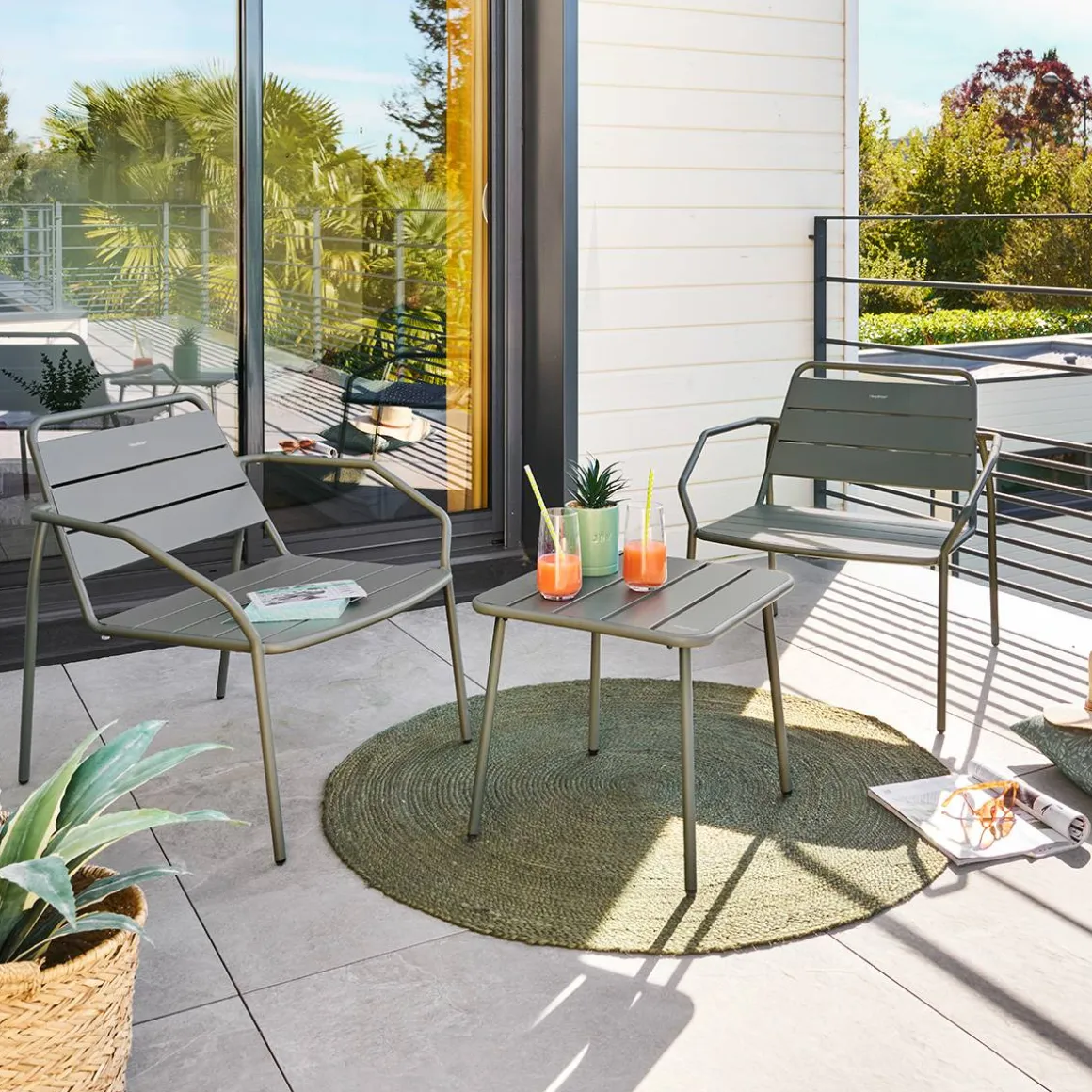 Table basse de jardin carrée PHUKET Vert laurier