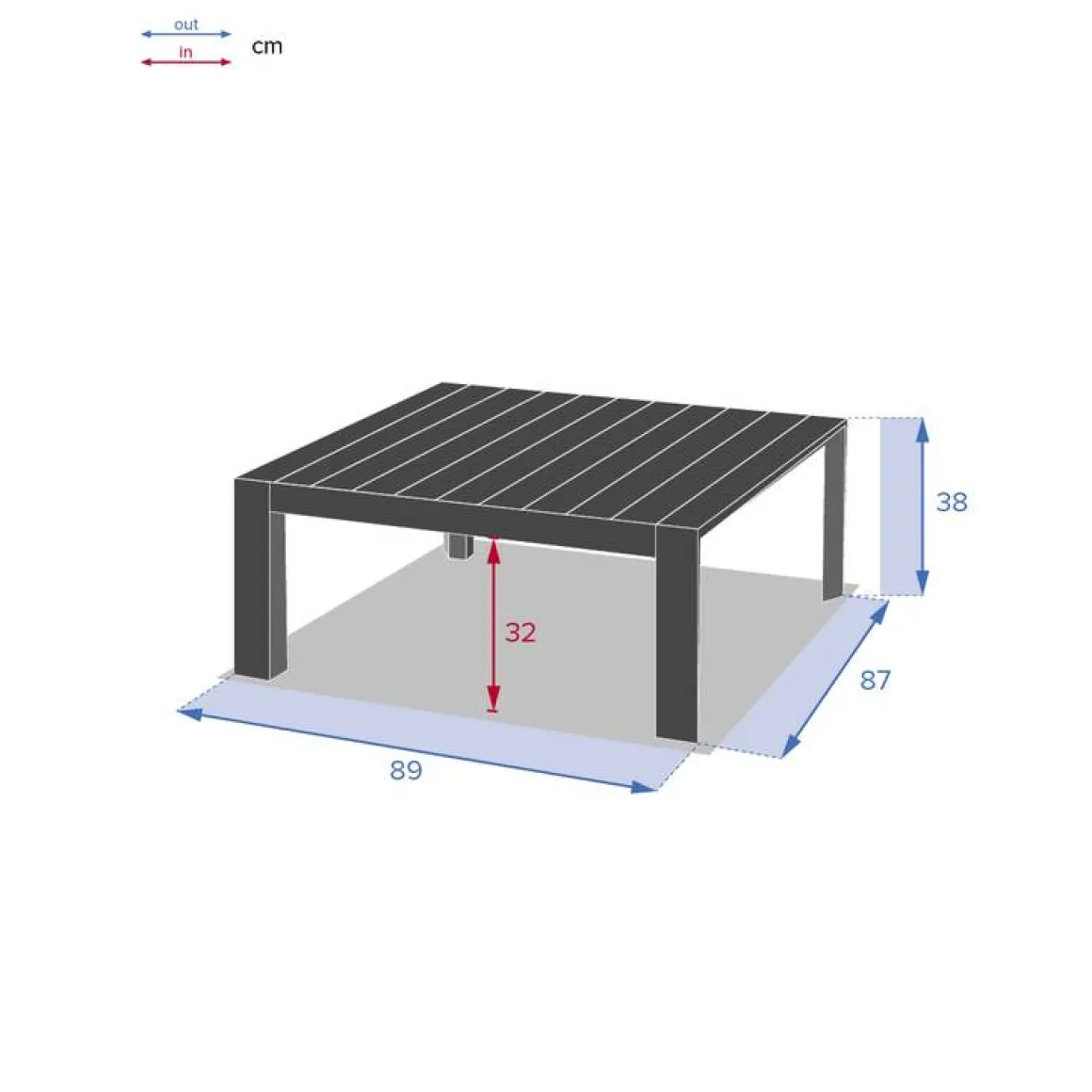 Table basse de jardin carrée ÉVASION Argile