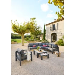 Table basse de jardin carrée ÉVASION Graphite & Honey