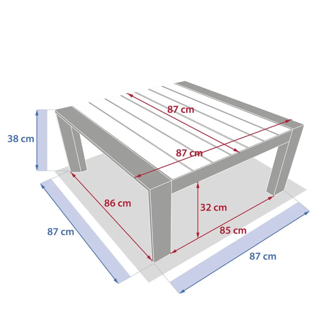 Table basse de jardin carrée ÉVASION Graphite & Honey