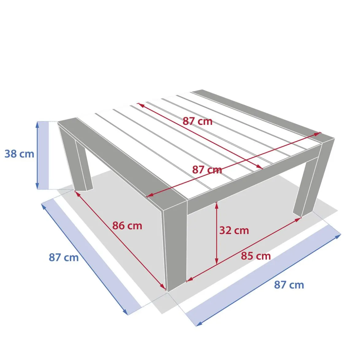 Table basse de jardin carrée ÉVASION Argile & Lin