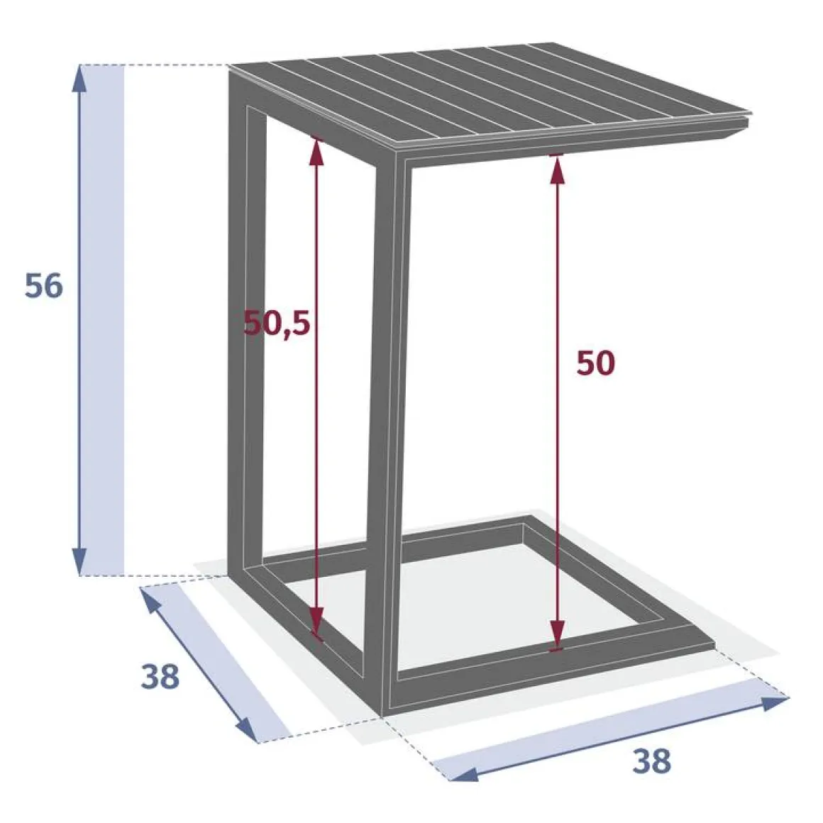 Table d'appoint de jardin carrée EVASION Vert laurier