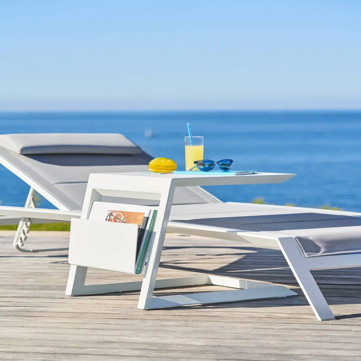 Table d'appoint de jardin carrée ALLURE Blanc