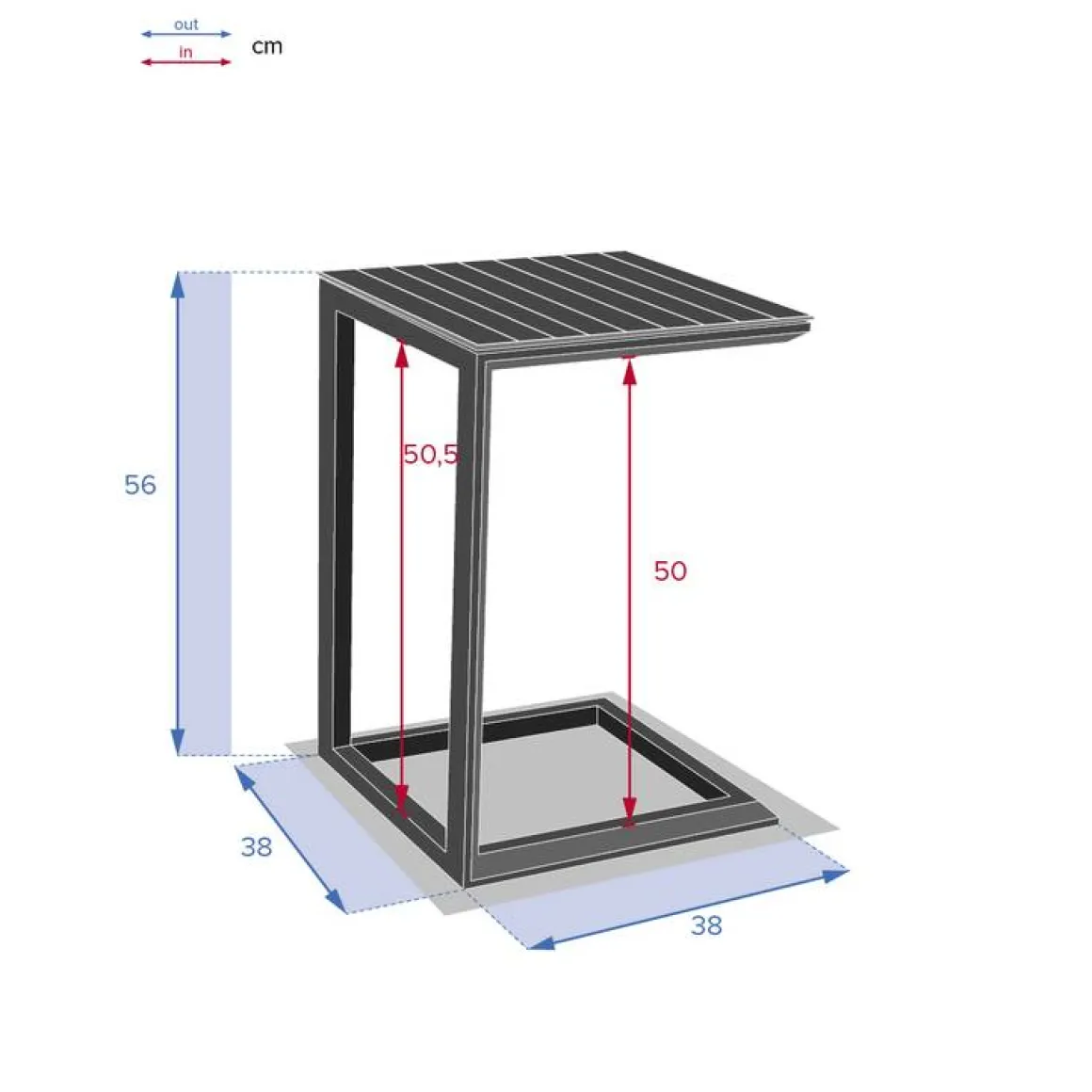Table d'appoint de jardin carré EVASION Graphite