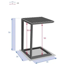 Table d'appoint de jardin carré EVASION Graphite