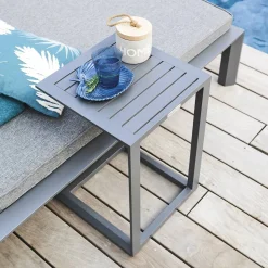 Table d'appoint de jardin carré EVASION Graphite