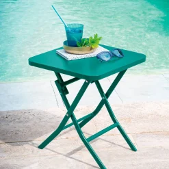 Table d'appoint de jardin pliante carrée GREENSBORO Vert opale
