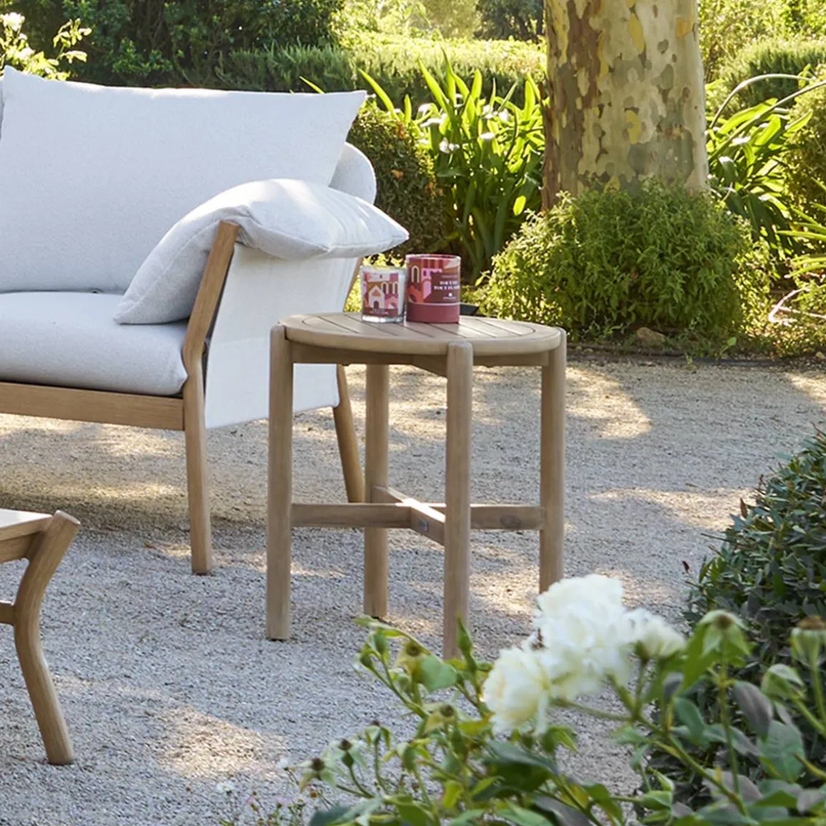 Table d'appoint de jardin ronde DEONA Acacia