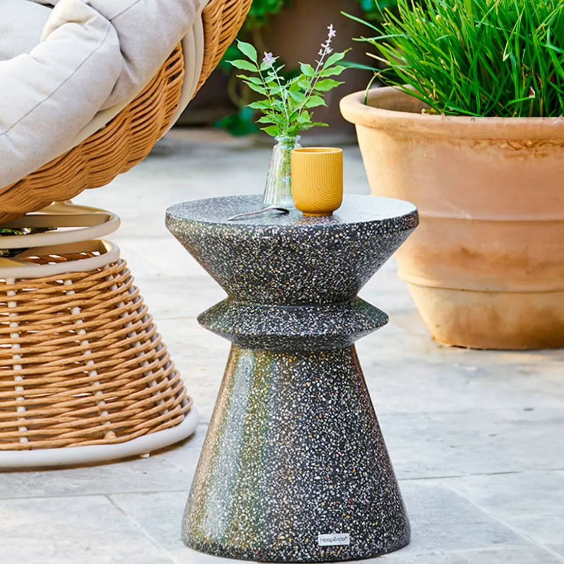 Table d'appoint de jardin ronde ALTURIO Noir