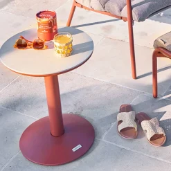 Table d'appoint de jardin ronde SOLETIA Acajou