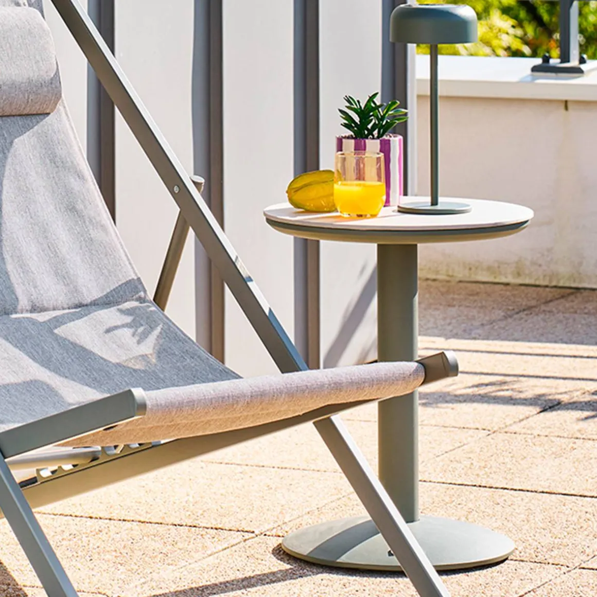 Table d'appoint de jardin ronde SOLETIA Vert laurier