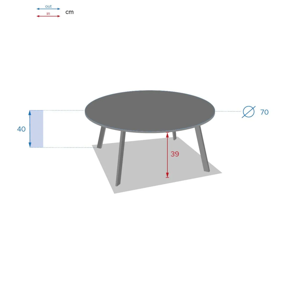 Table d'appoint de jardin rond SAONA Tonka