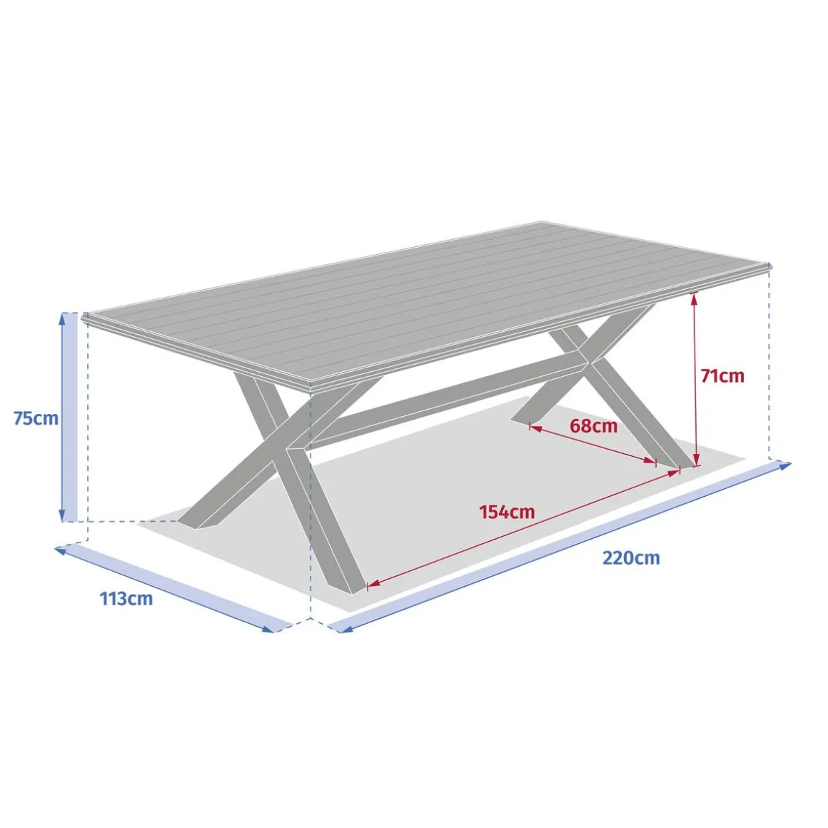 Table de jardin AXIOME Eucalyptus & Blanc