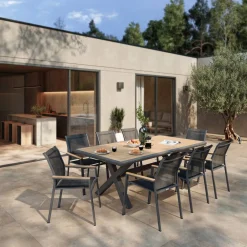 Table de jardin AXIOME Eucalyptus & Graphite