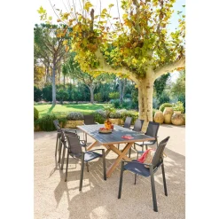 Table de jardin AXIOME Honey & Graphite