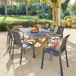 Table de jardin AXIOME Honey & Graphite