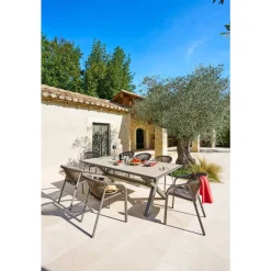 Table de jardin AXIOME Vanille & Marron