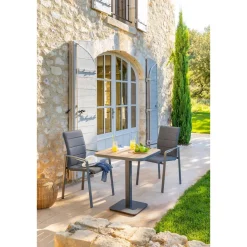 Table de jardin bistro TYLA Acacia & Graphite