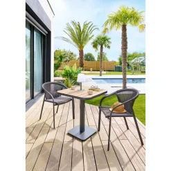 Table de jardin bistro TYLA Acacia & Graphite
