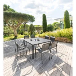 Table de jardin carrée PIAZZA Graphite