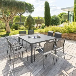 Table de jardin carrée PIAZZA Graphite