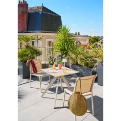 Table de jardin carrée TERZANO Vanille & Argile