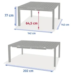 Table de jardin carré EVASION Effet bois Honey / Graphite