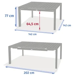 Table de jardin carré EVASION Effet bois Honey / Graphite