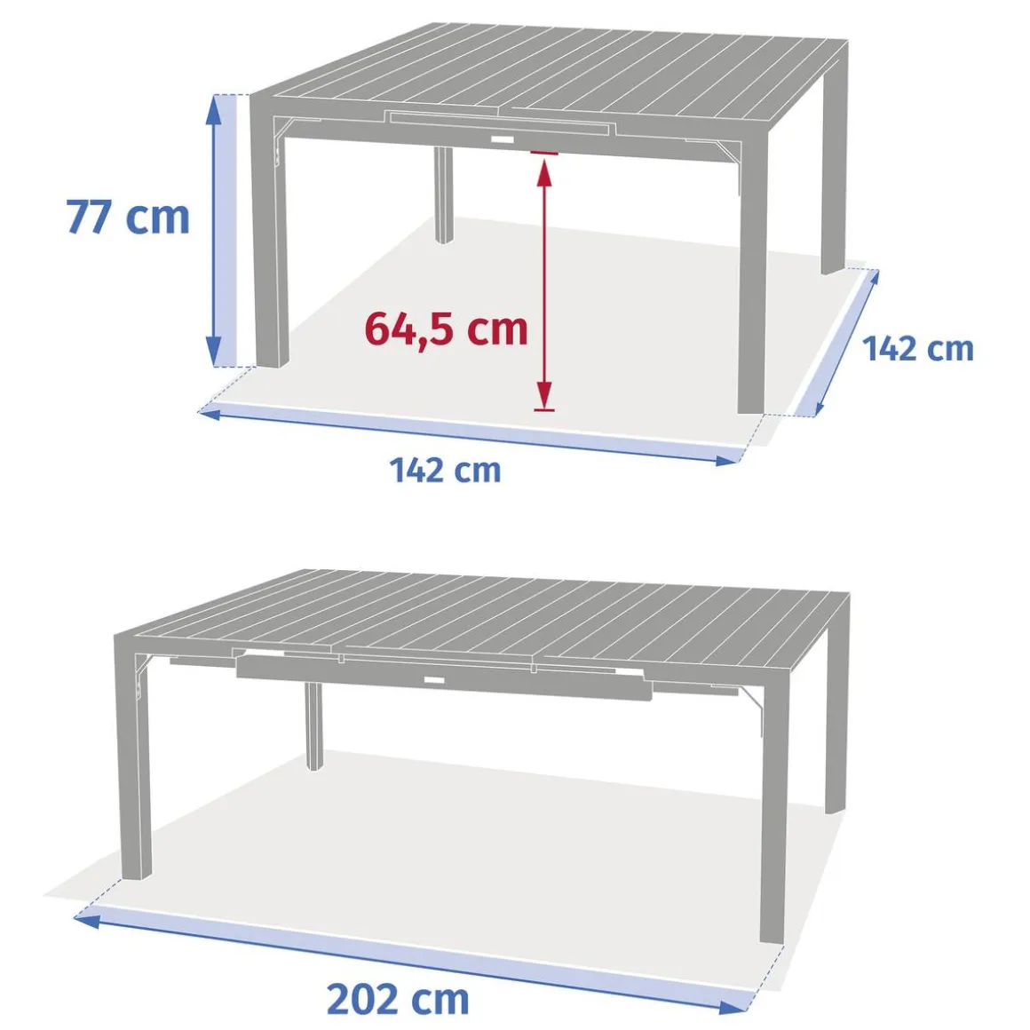 Table de jardin carré EVASION Effet bois Honey / Graphite