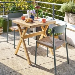 Table de jardin carrée XENIA Eucalyptus