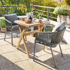 Table de jardin carrée XENIA Eucalyptus