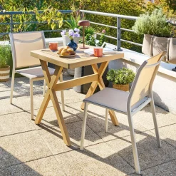 Table de jardin carrée XENIA Eucalyptus