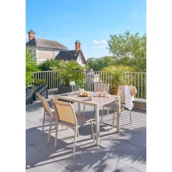 Table de jardin Effet bois Lin / Argile