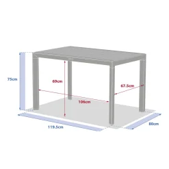 Table de jardin Effet bois Lin / Argile