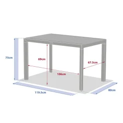 Table de jardin Effet bois Lin / Argile
