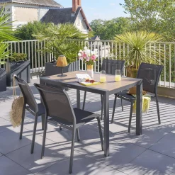 Table de jardin EVASION Effet bois Honey / Graphite