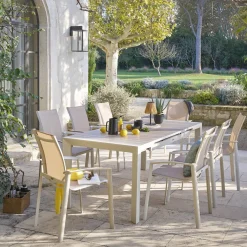 Table de jardin EVASION Effet bois Lin / Argile