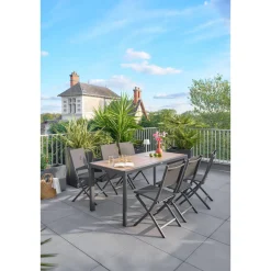 Table de jardin EVASION Effet bois Honey / Graphite
