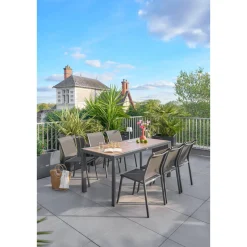 Table de jardin EVASION Effet bois Honey / Graphite