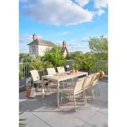 Table de jardin EVASION Effet bois Lin / Argile