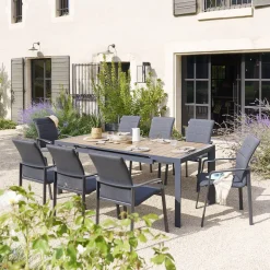 Table de jardin EVASION Effet bois Honey / Graphite