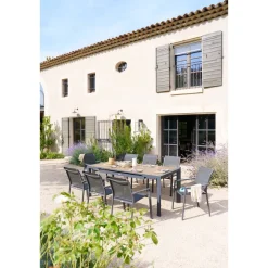 Table de jardin EVASION Effet bois Honey / Graphite