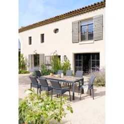 Table de jardin EVASION Effet bois Honey / Graphite