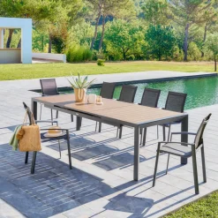 Table de jardin EVASION Effet bois Honey / Graphite