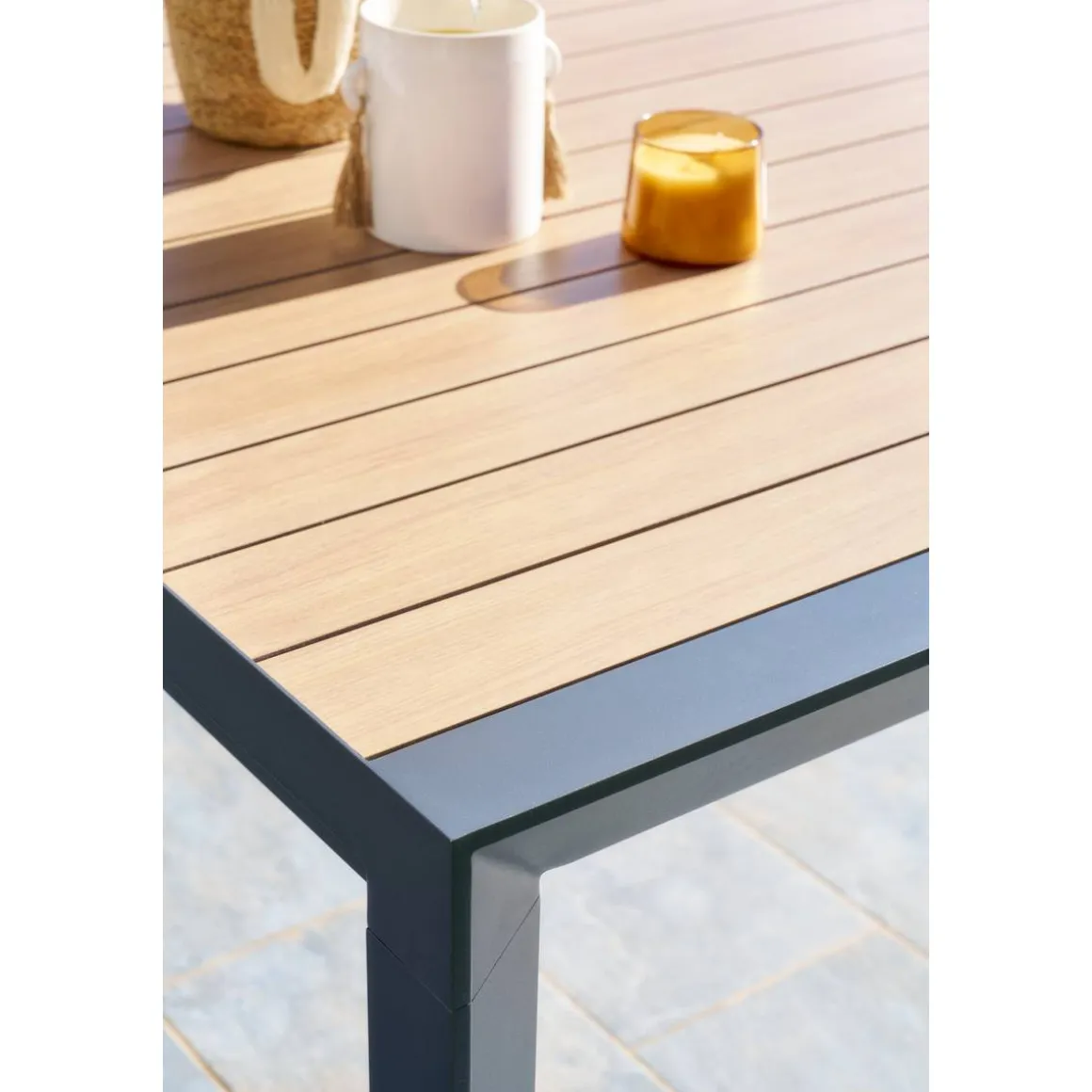 Table de jardin EVASION Effet bois Honey / Graphite