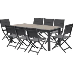 Table de jardin extensible ALLURE Effet bois muscade & Graphite