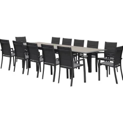 Table de jardin extensible ALLURE Effet bois muscade & Graphite