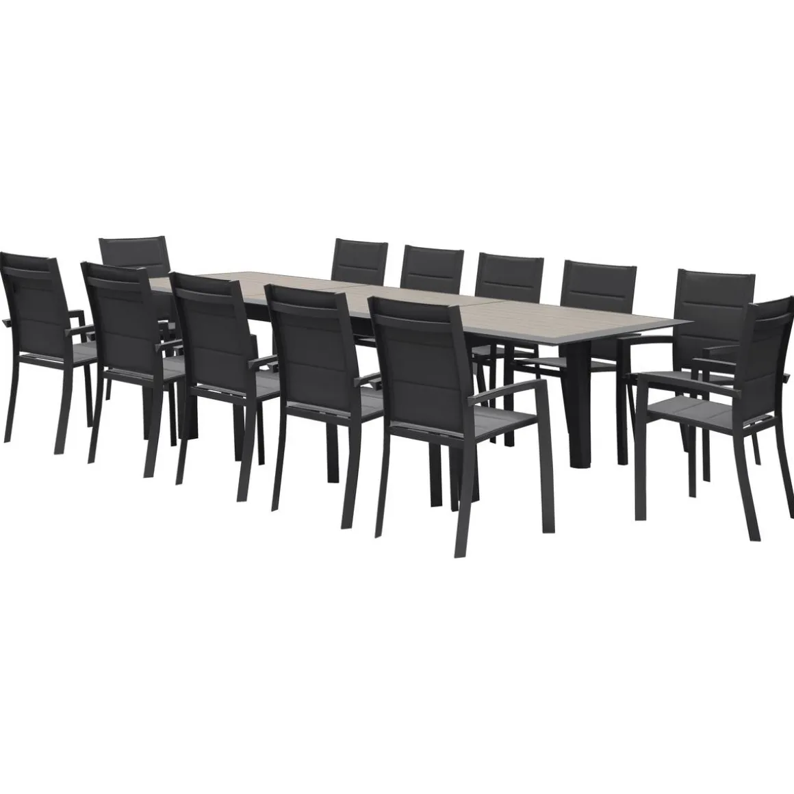 Table de jardin extensible ALLURE Effet bois muscade & Graphite