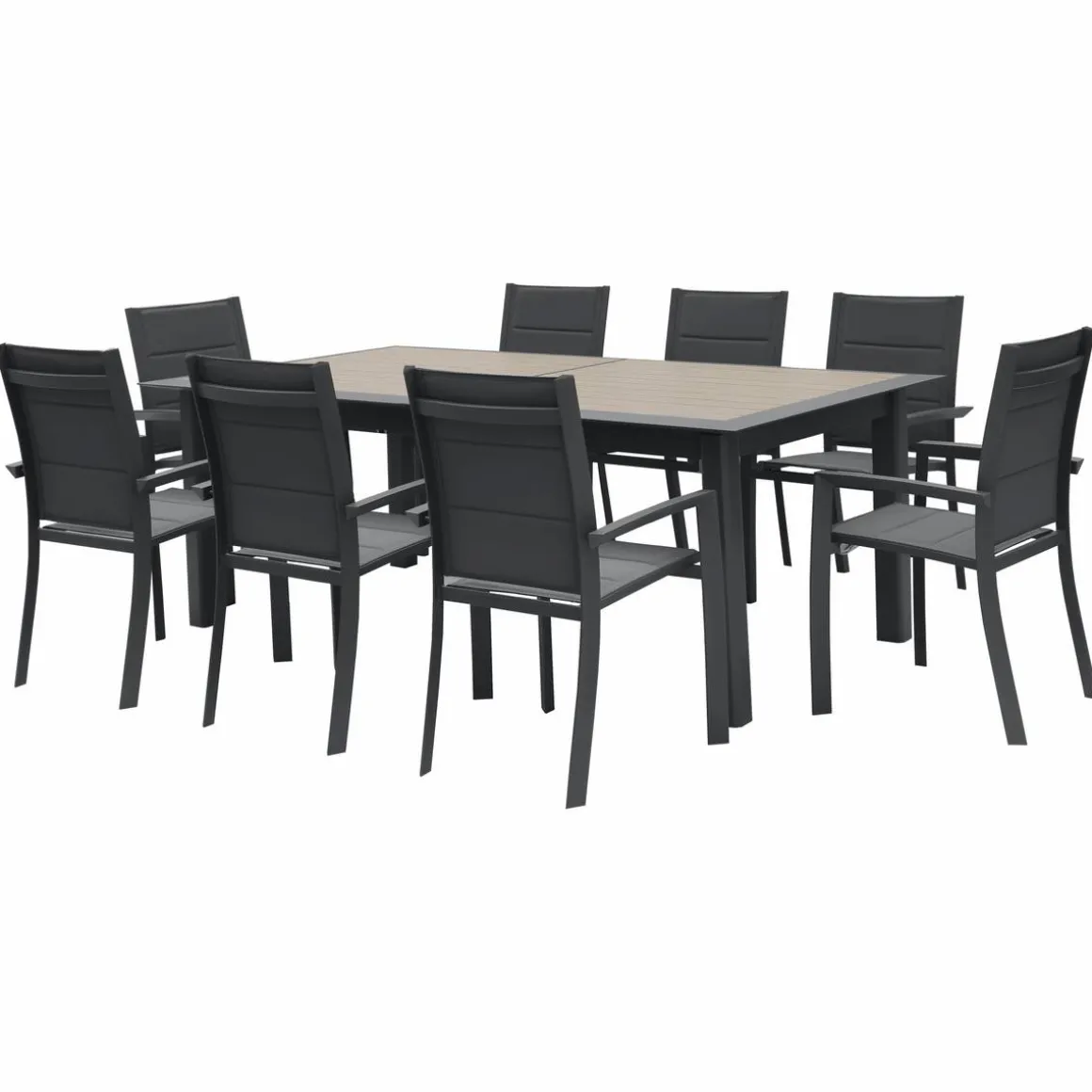 Table de jardin extensible ALLURE Effet bois muscade & Graphite