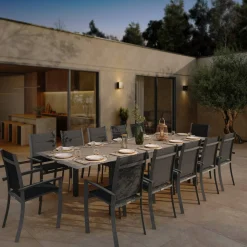 Table de jardin extensible ALLURE Effet bois muscade & Graphite